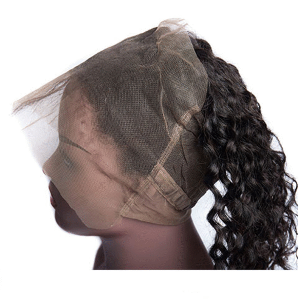 Virgin Hair Water Wave 360 Lace Frontal Closure 22.5x4x2 With Adjustable Strap Medium Brown Lace - Image 3